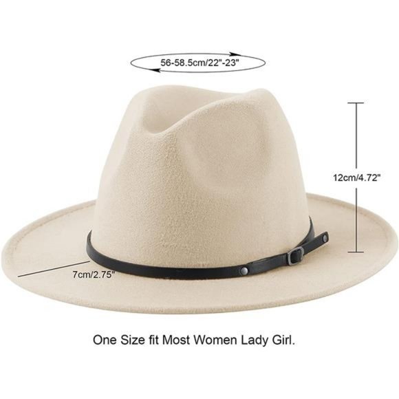 Lanzom Womens Classic Wide Brim Floppy Panama Hat Belt  display picture 1